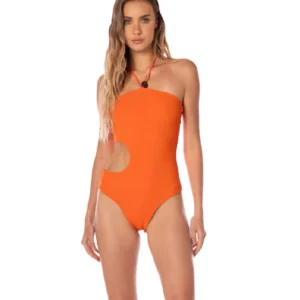 ONE PIECE NARANJA TEXTURIZADO CUT OUT LATERAL