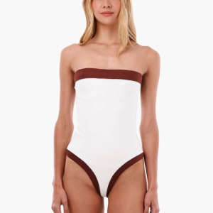 ONE PIECE STRAPLESS BLANCO CON CAFÉ