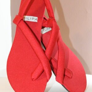 SANDALIAS ROJO SATINADO