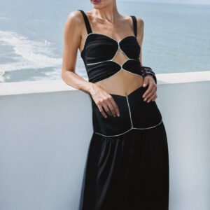 CONJUNTO TOP FALDA BLANCO Y NEGRO